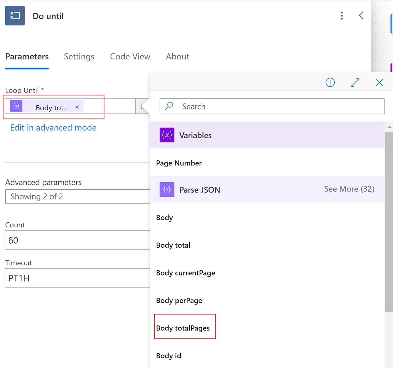 Power Automate Do Until Config