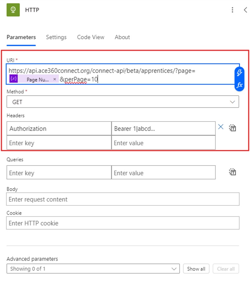 Power Automate HTTP Config